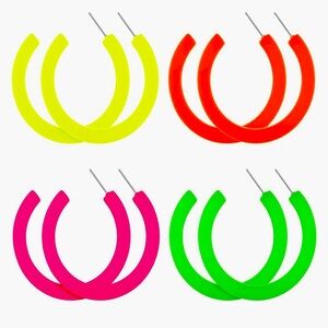 Adorable Nordstrom BP retro acrylic Neon hoop earrings set of 4